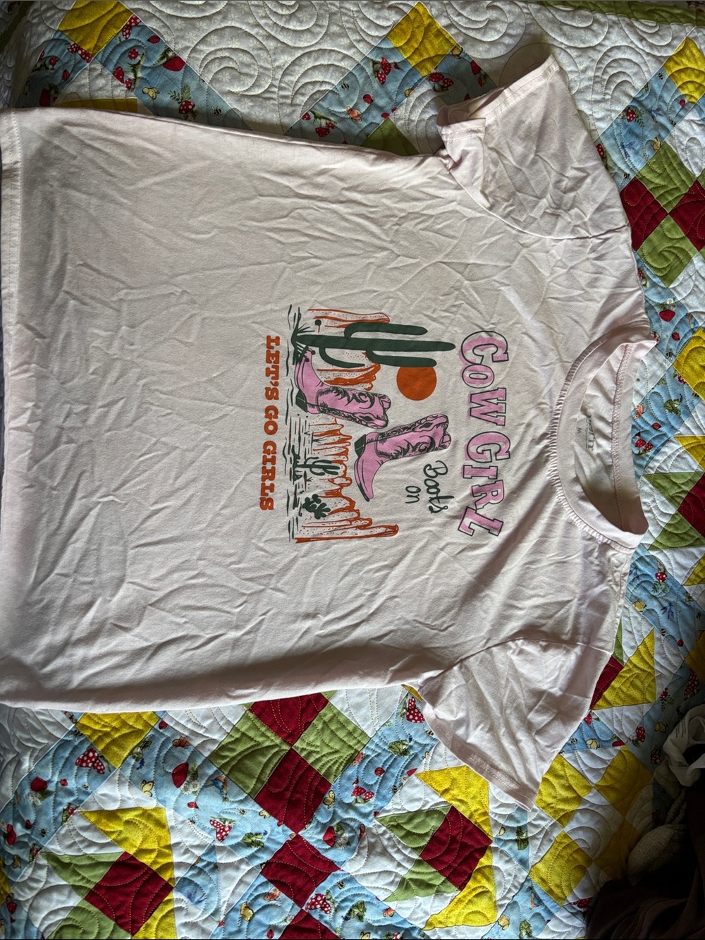 Cowgirl Graphic Short Sleeve Tee - Light Pink
